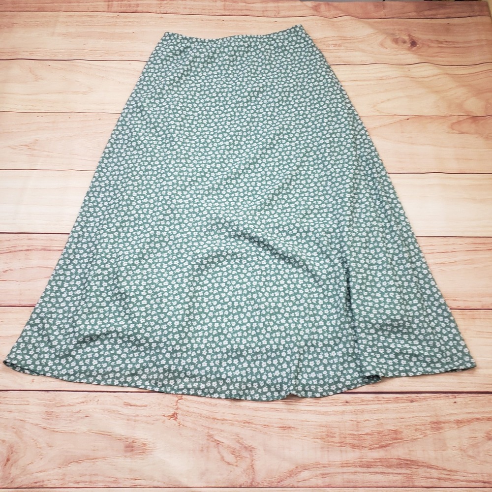 RSQ Skirt Womens Extra Large XL Sage Green Ditsy Floral A-Line Midi Lined